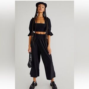 Free People “At Ease” Black Cropped Set